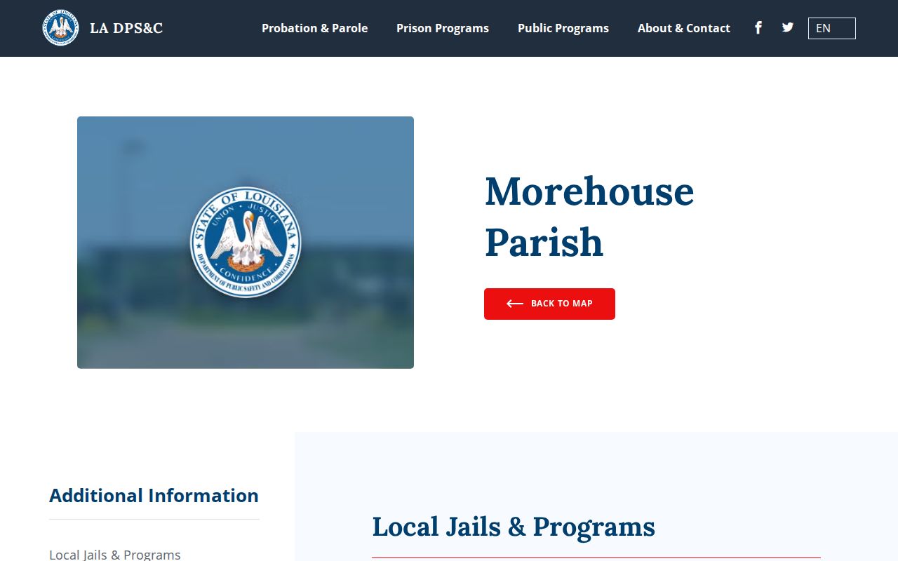 Louisiana corrections directory for Morehouse Parish jail facilities