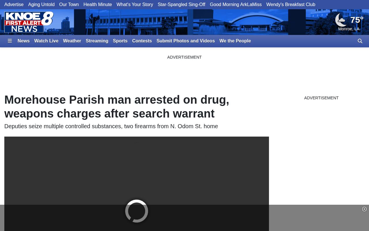 KNOE Morehouse Parish search-warrant arrest report page